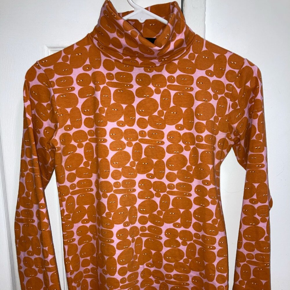 Nooworks knit top with Potato Eyes in Burnt Orange & Pink Size XS